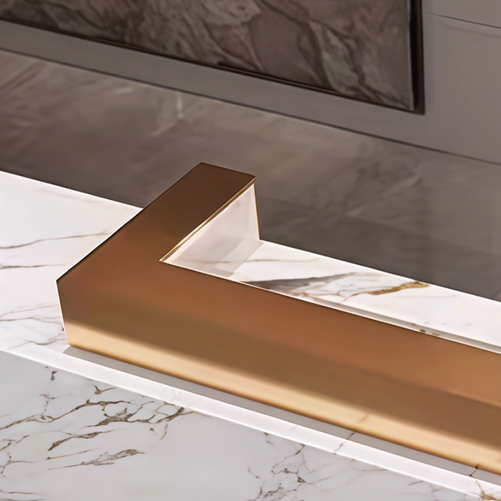 Luxury Marble Reception Desk with Stainless Steel Accents - image 7