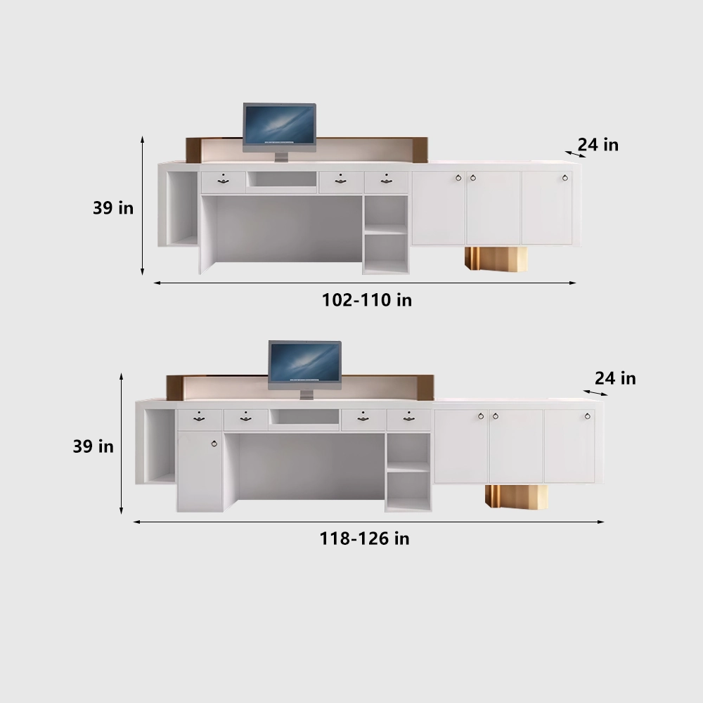 Luxury Marble Reception Desk with Stainless Steel Accents - image 9