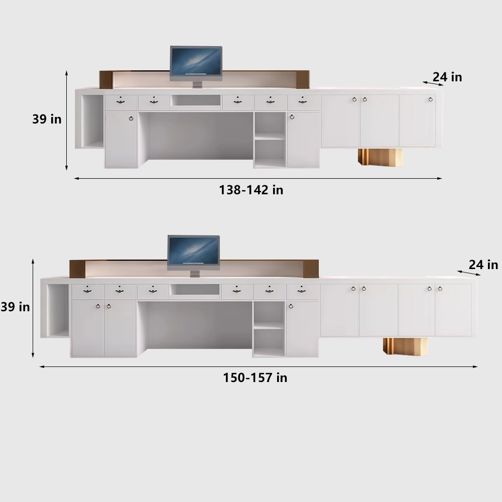 Luxury Marble Reception Desk with Stainless Steel Accents - image 10