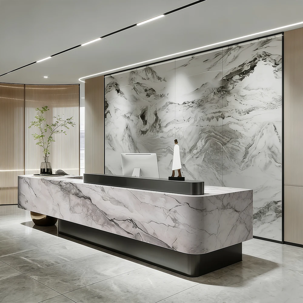 Luxury Patterned Marble Reception Desks - image 2