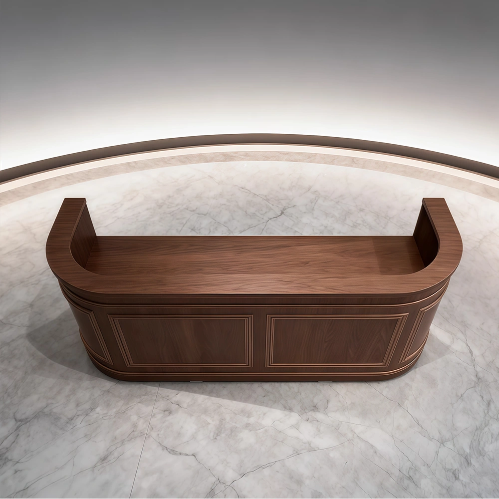 European Retro Solid Wood Curved Front Desk - image 2