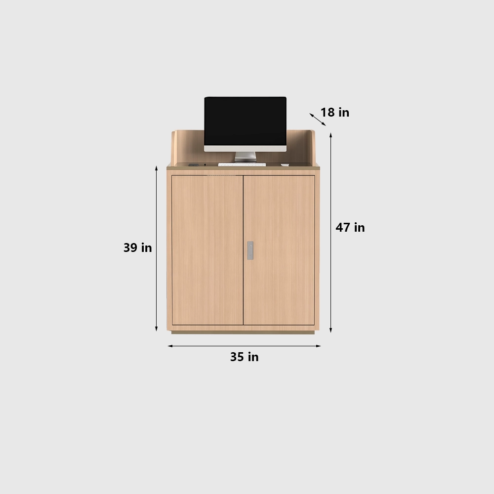 Modern Minimalist Wood Grain Reception Desk - image 5