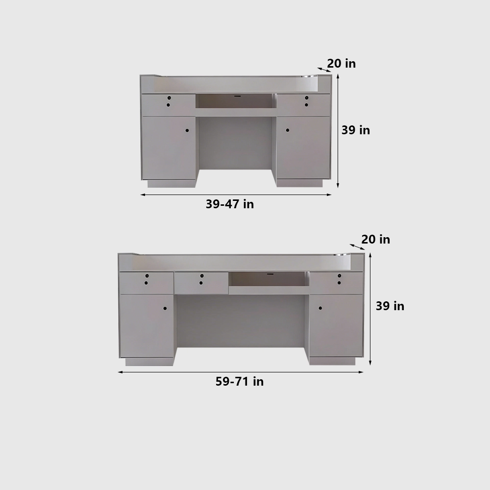 Curved Wave-patterned Stainless Steel Reception Desk - image 7