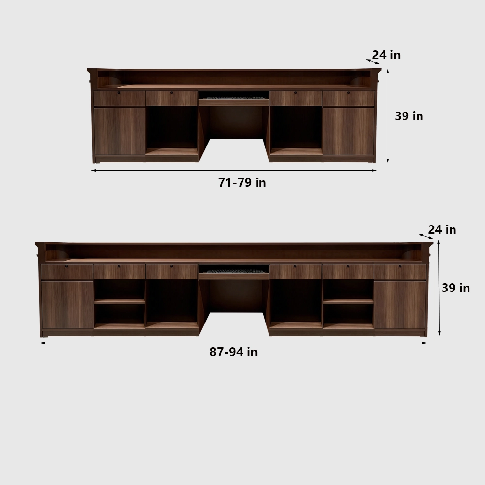 European Retro Solid Wood Curved Front Desk - image 7