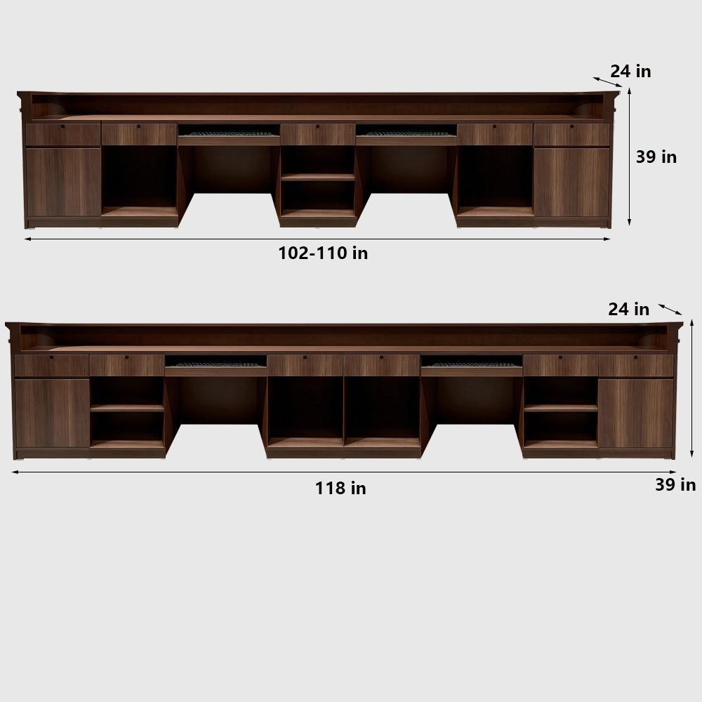 European Retro Solid Wood Curved Front Desk - image 8
