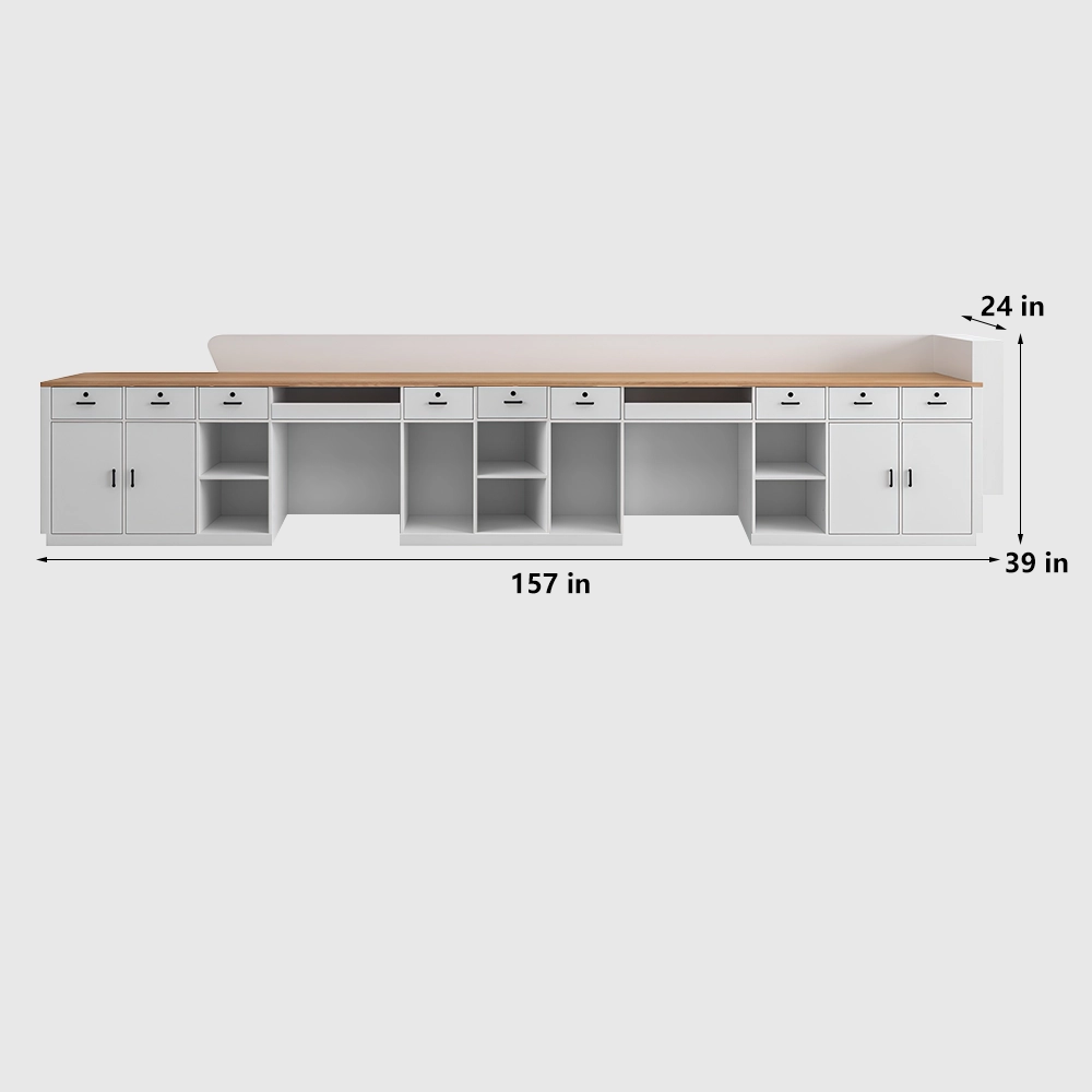 Curved Solid Wood High-end Reception And Consultation Desk - image 9