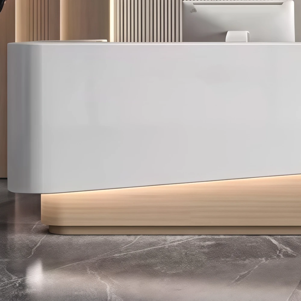 Curved Solid Wood High-end Reception And Consultation Desk - image 3