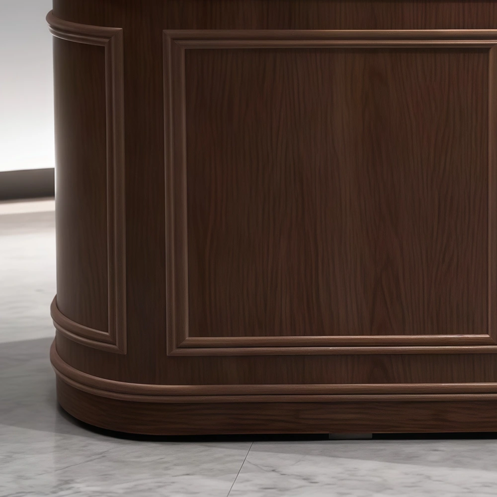 European Retro Solid Wood Curved Front Desk - image 5