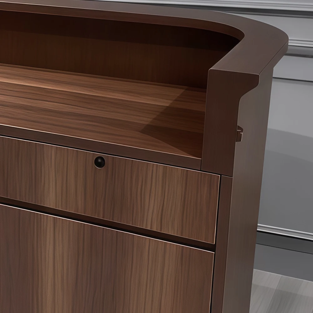 European Retro Solid Wood Curved Front Desk - image 4