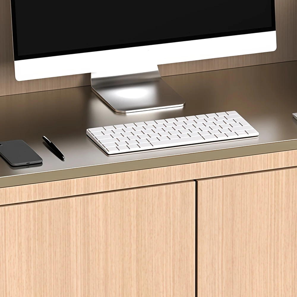 Modern Minimalist Wood Grain Reception Desk - image 3