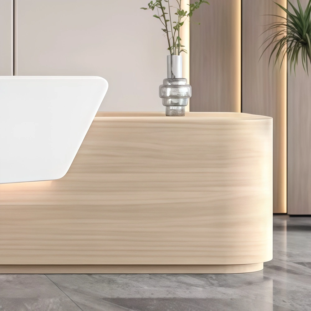 Curved Solid Wood High-end Reception And Consultation Desk - image 5