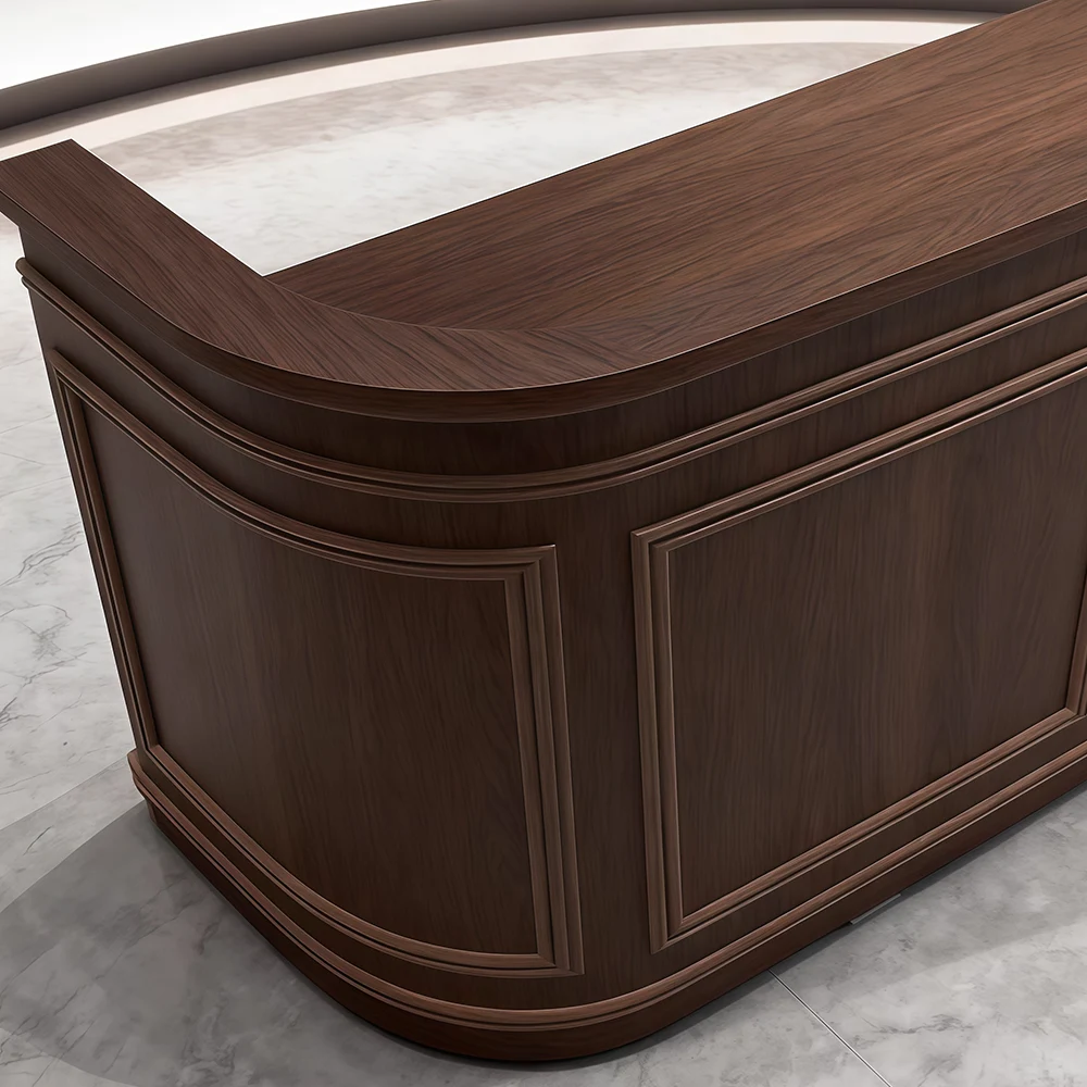 European Retro Solid Wood Curved Front Desk - image 3