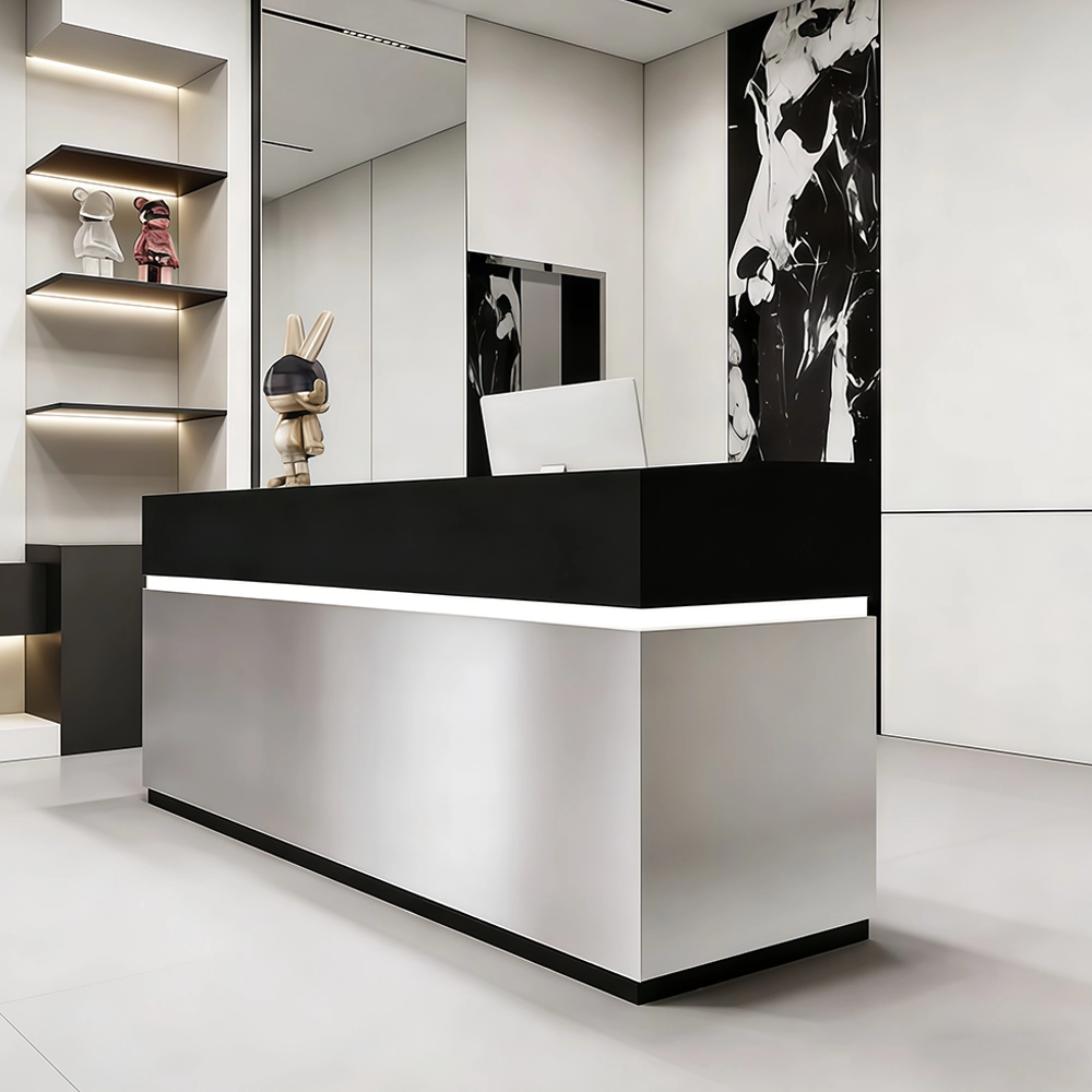 Compact Stainless Steel Reception Desk for Stores - image 2