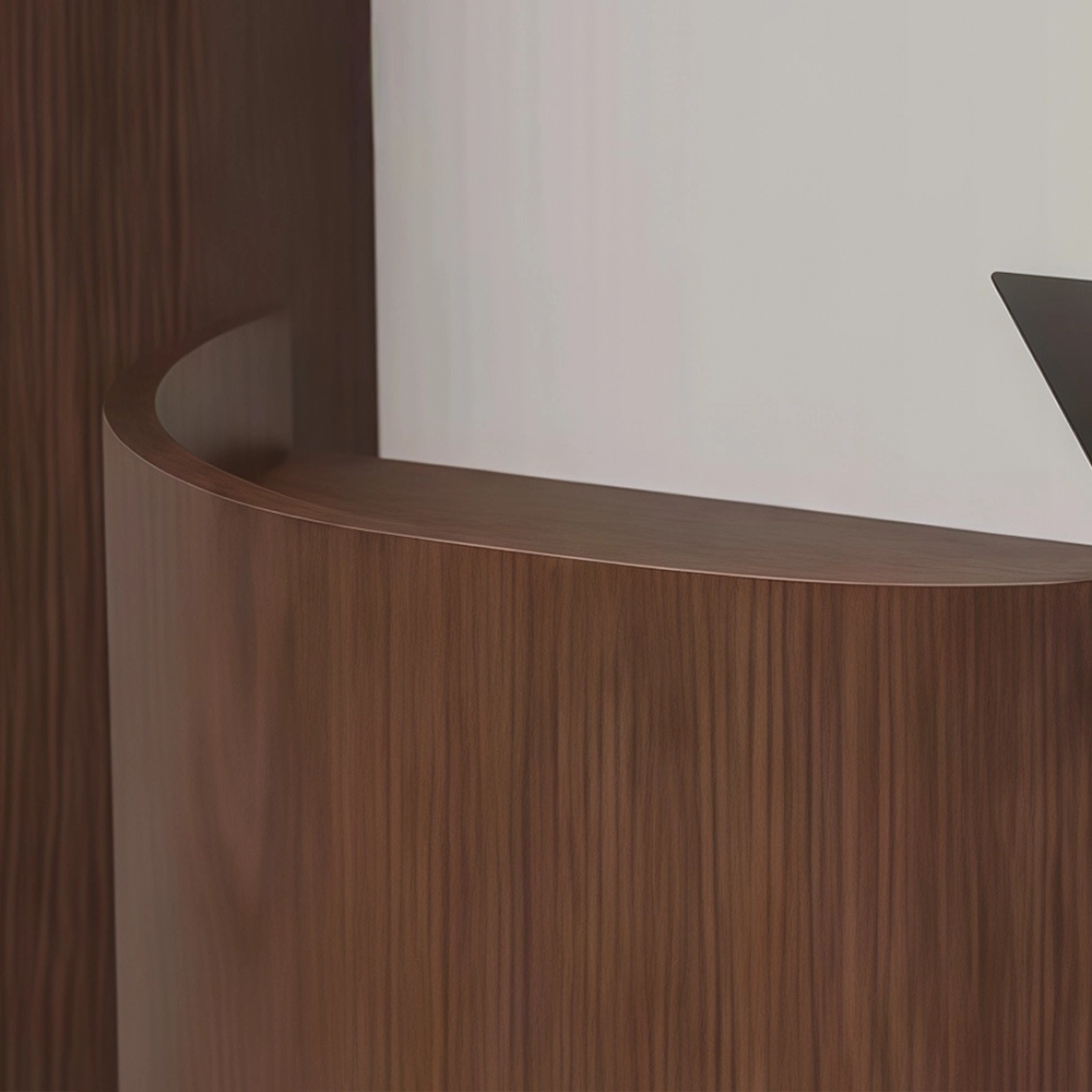 Semicircular Walnut Front Desk with Checkout Function - image 5