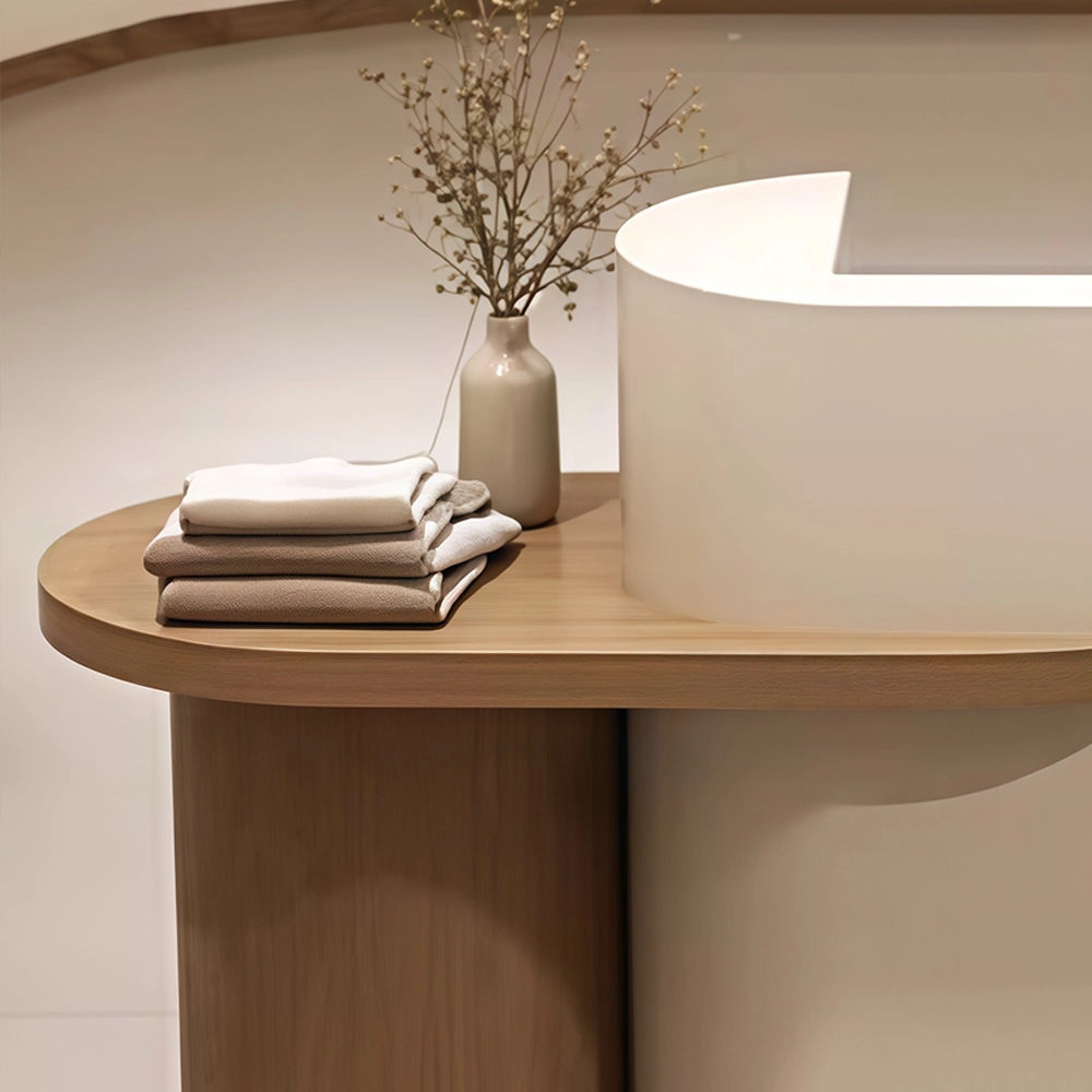 Compact Curved Modern Minimalist Reception Desk - image 9