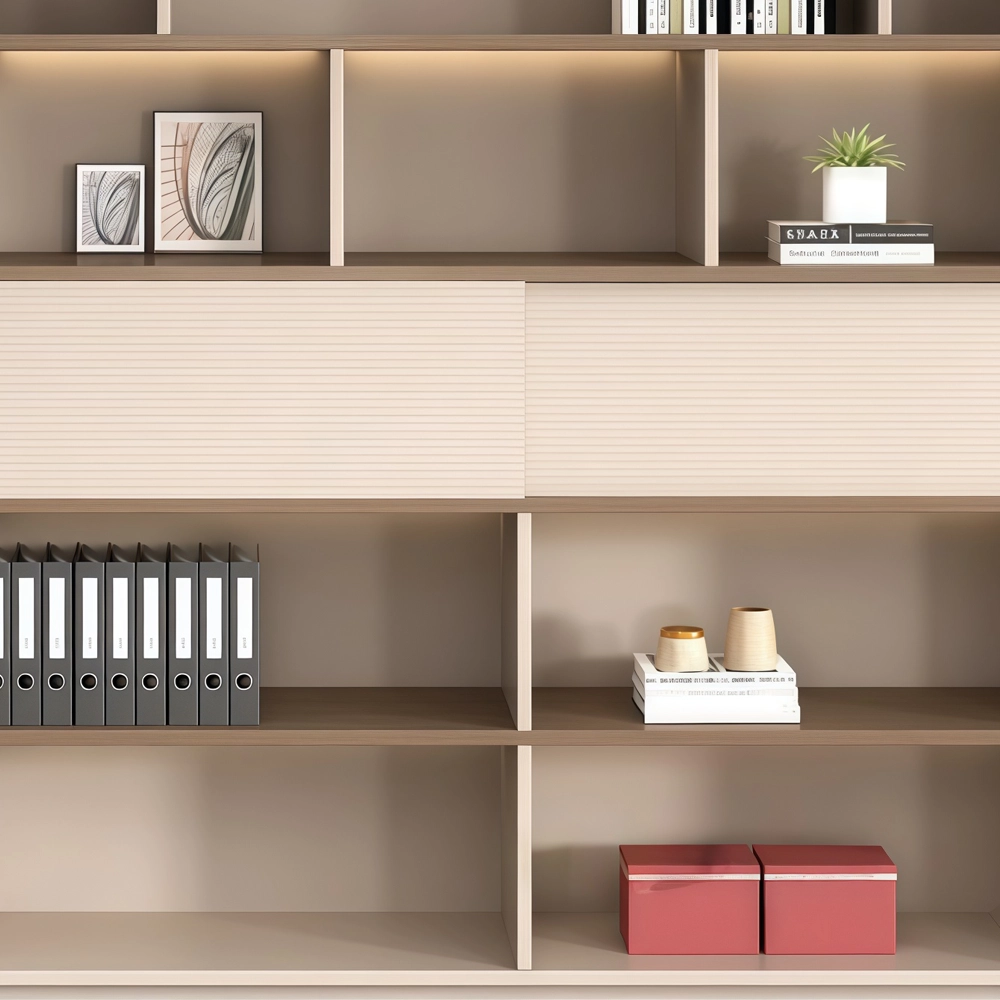 Modern Wooden Bookcase with Display Storage - image 4