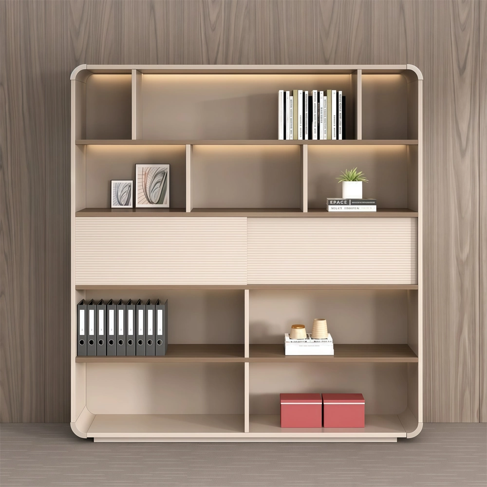 Modern Wooden Bookcase with Display Storage - image 2