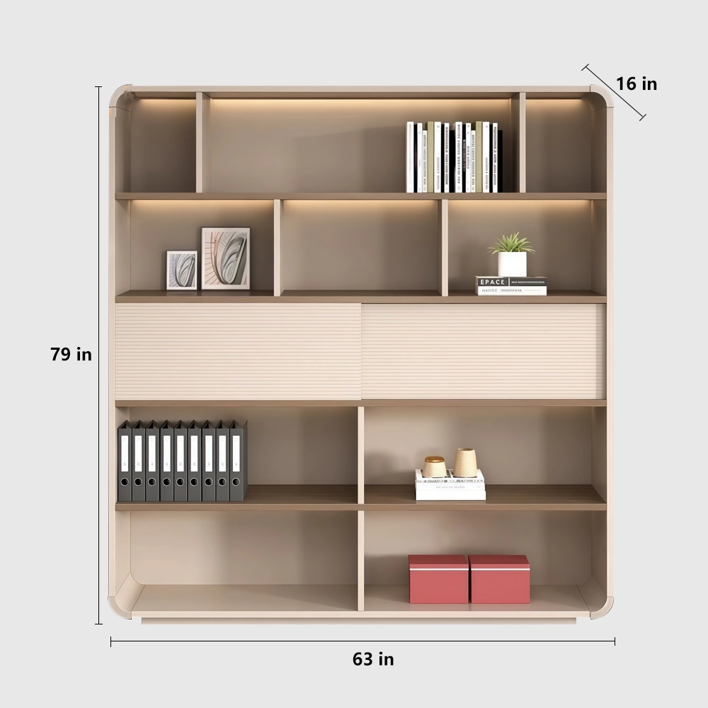 Modern Wooden Bookcase with Display Storage - image 9