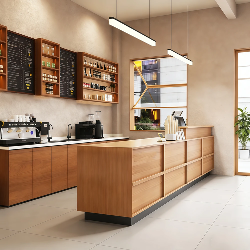 Vintage Style Wood Bar Counter for Drink Shops - image 2