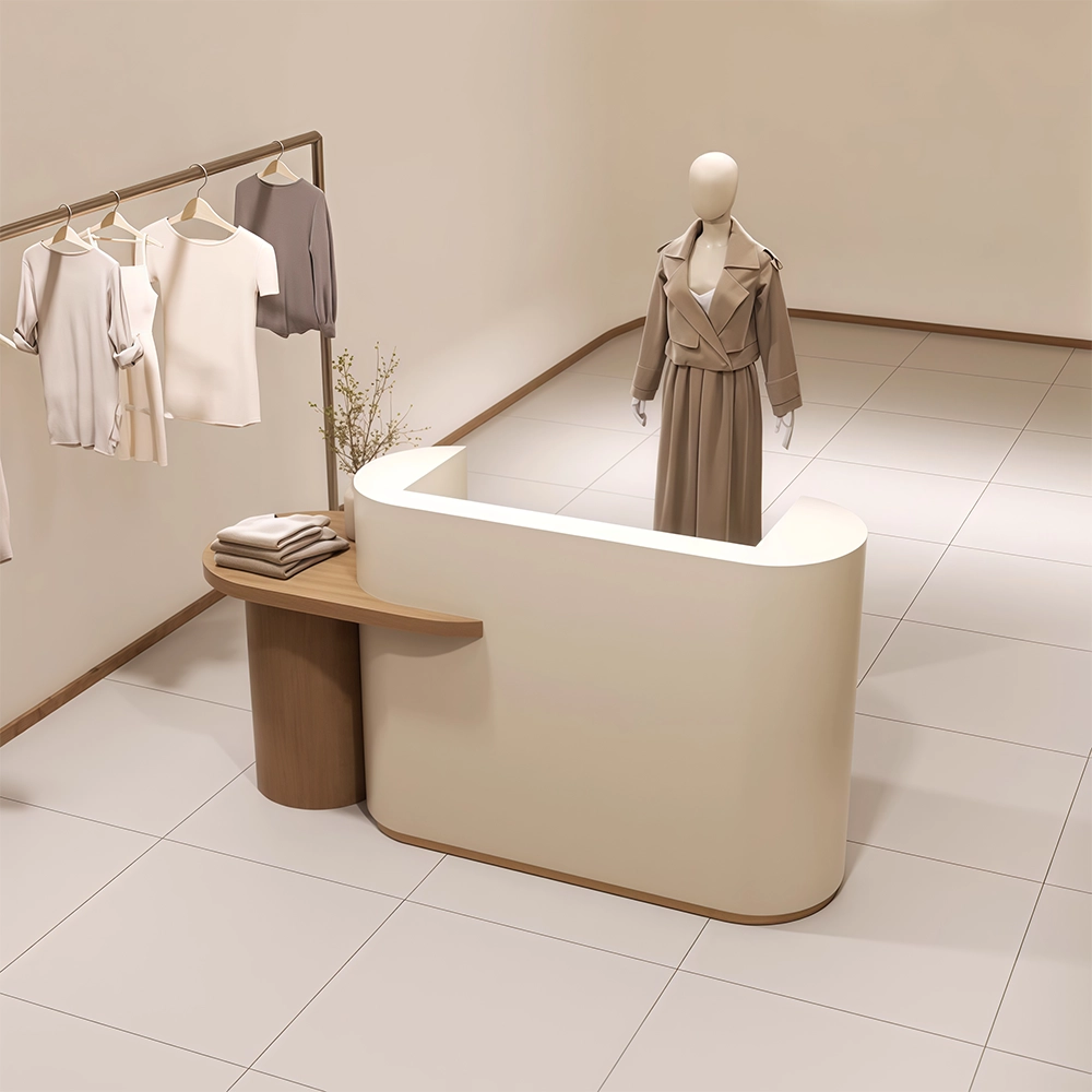 Compact Curved Modern Minimalist Reception Desk - image 5