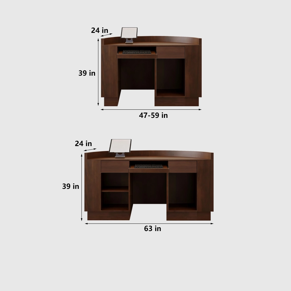 Semicircular Walnut Front Desk with Checkout Function - image 8