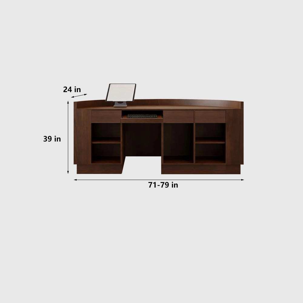Semicircular Walnut Front Desk with Checkout Function - image 9