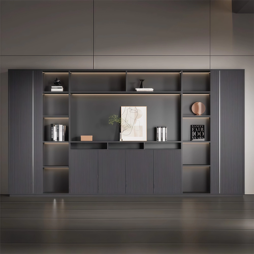 Wooden Bookcase with Storage for Office Wall - image 2
