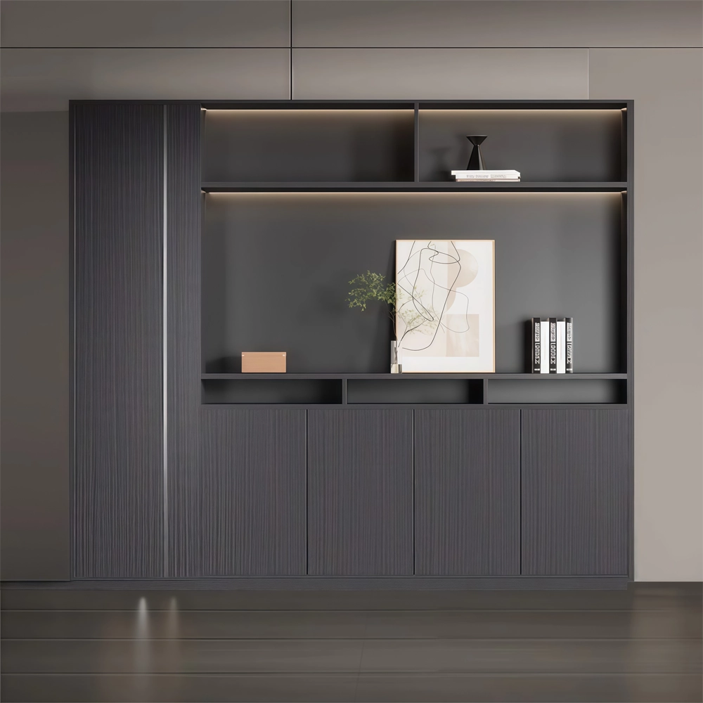 Wooden Bookcase with Storage for Office Wall - image 3