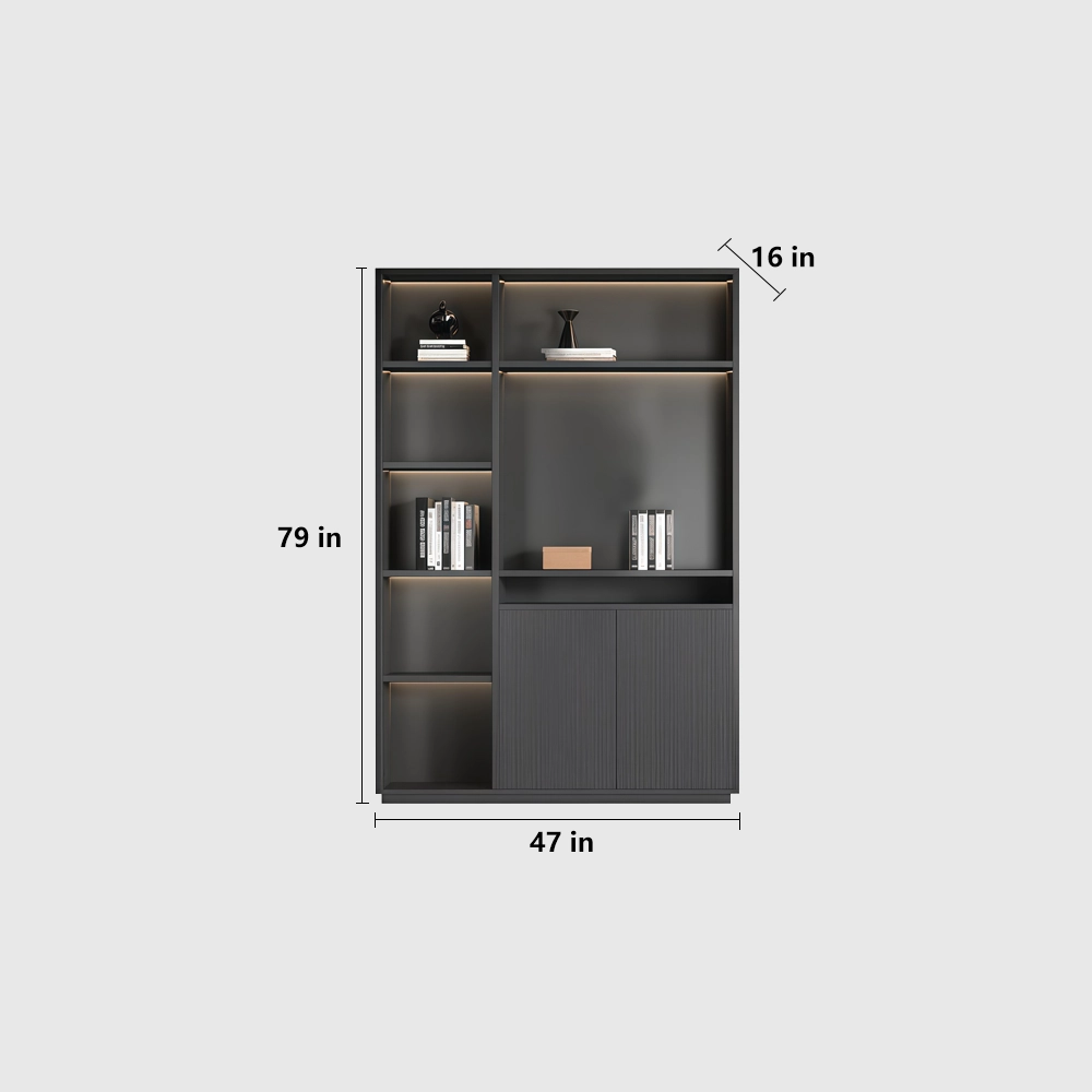 Wooden Bookcase with Storage for Office Wall - image 8