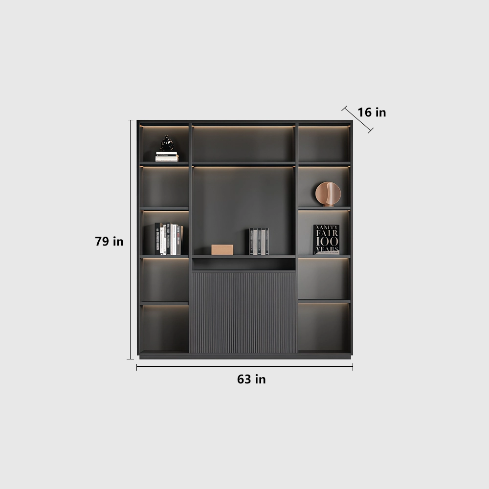 Wooden Bookcase with Storage for Office Wall - image 9