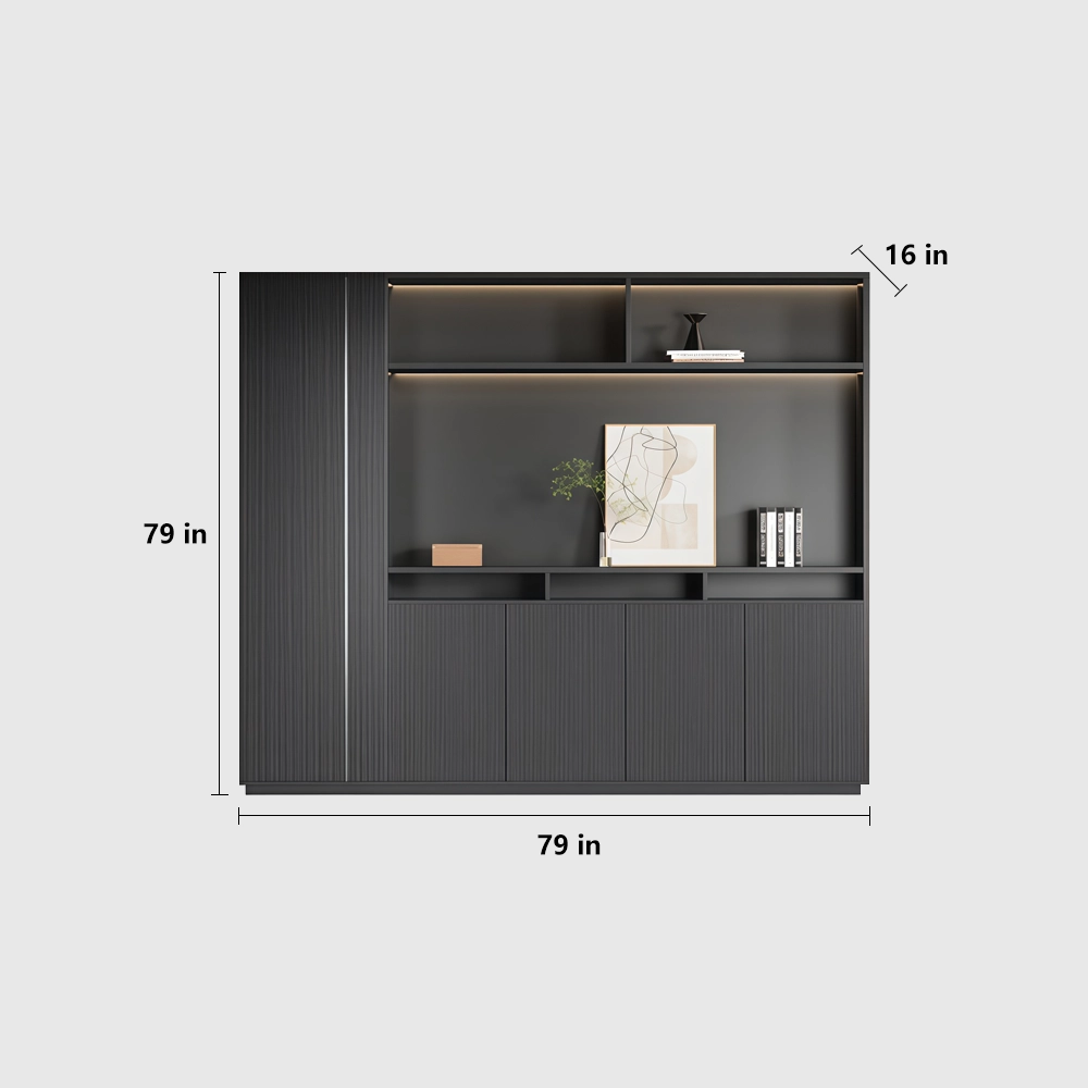 Wooden Bookcase with Storage for Office Wall - image 10