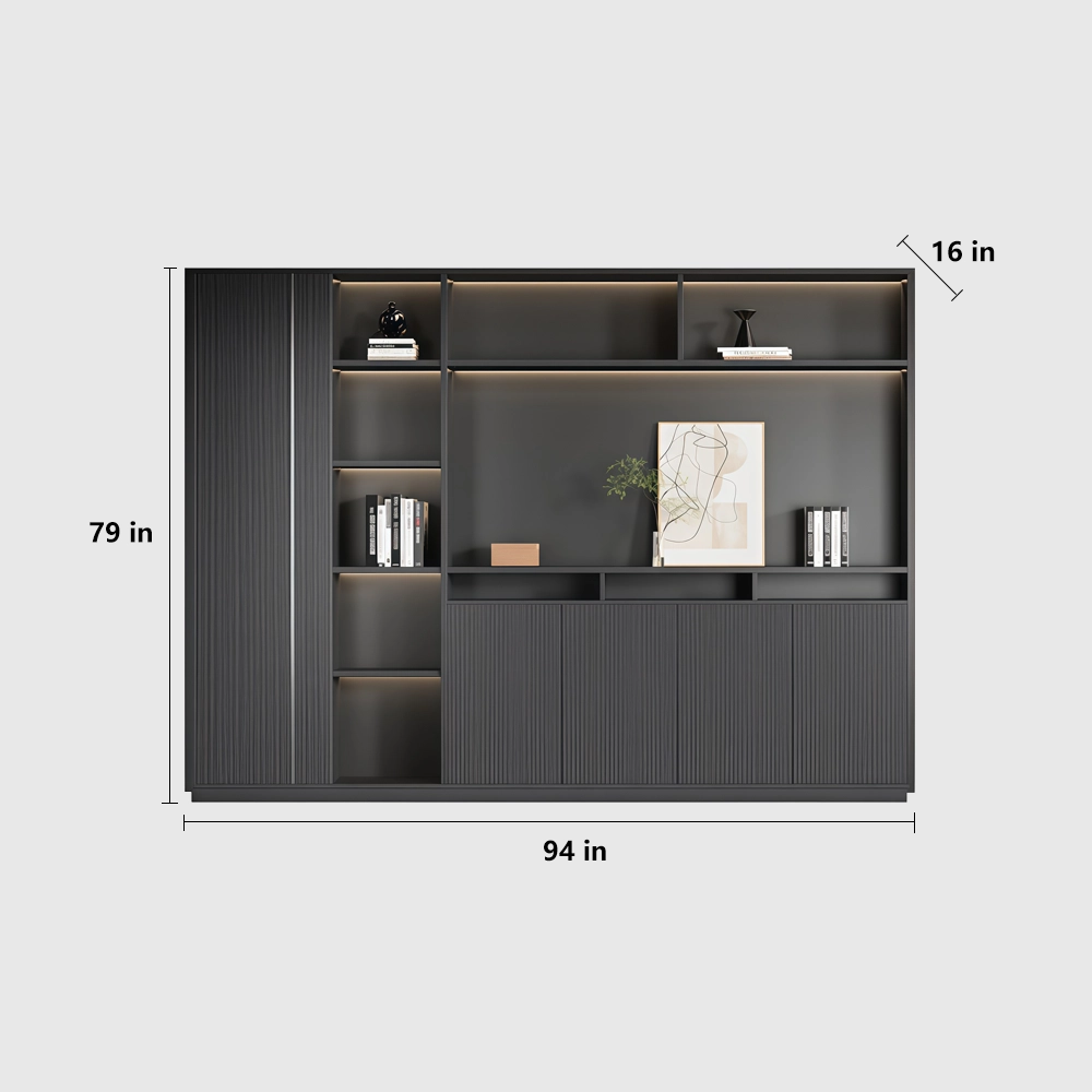 Wooden Bookcase with Storage for Office Wall - image 11