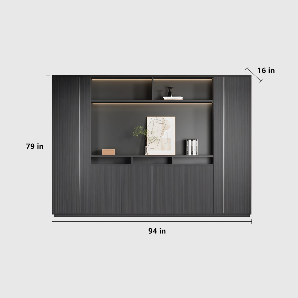 Wooden Bookcase with Storage for Office Wall - image 12
