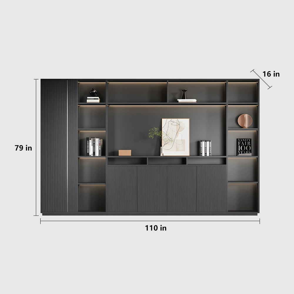 Wooden Bookcase with Storage for Office Wall - image 13