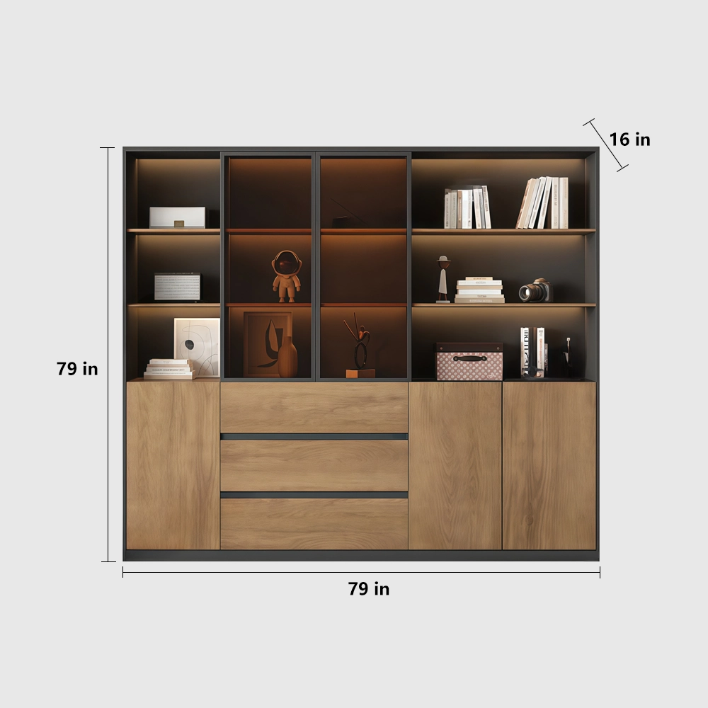 Wooden Office Cabinet with Partition Shelves - image 10