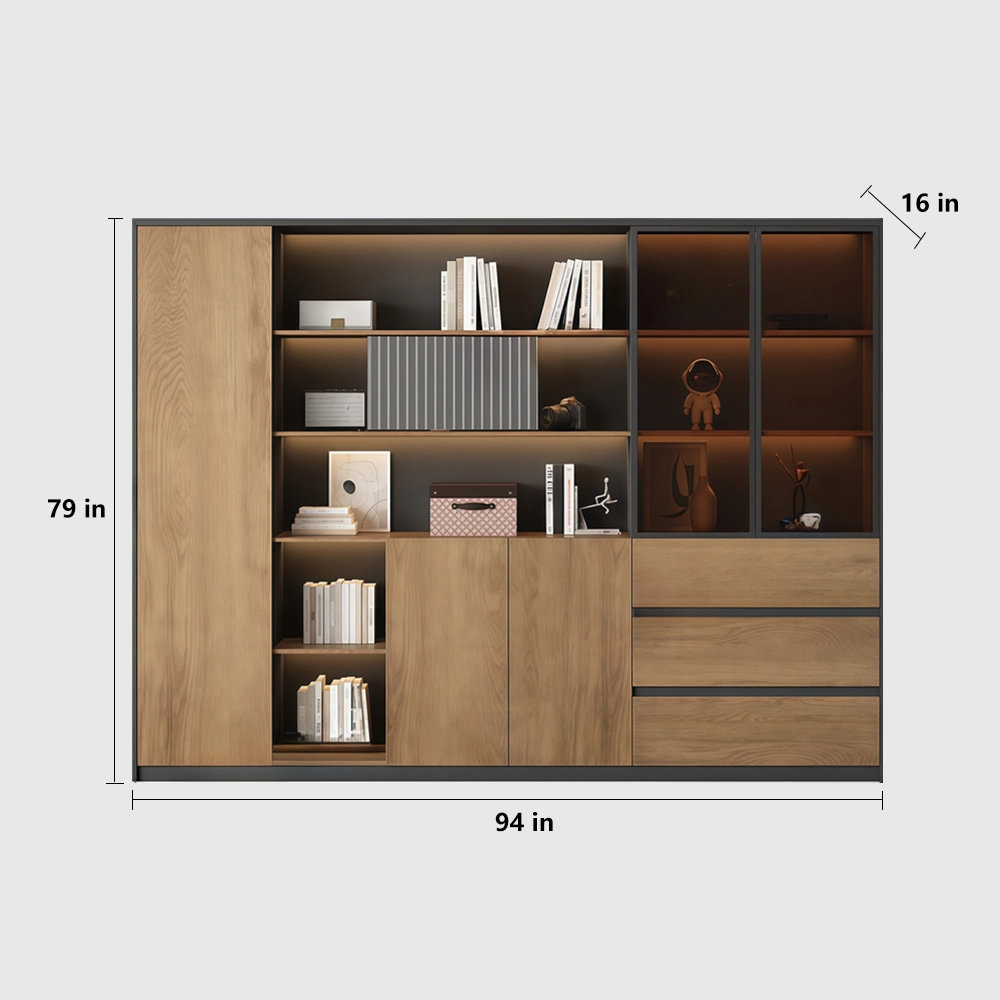 Wooden Office Cabinet with Partition Shelves - image 11