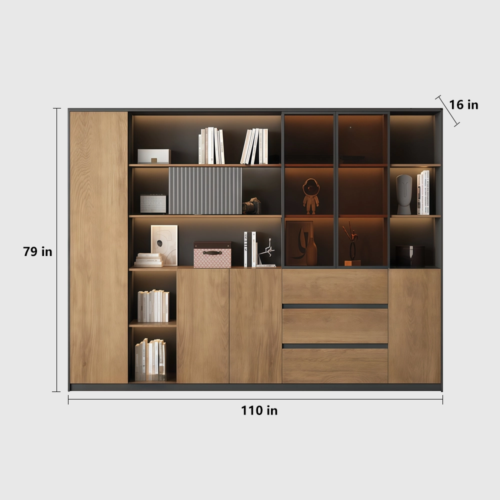 Wooden Office Cabinet with Partition Shelves - image 12
