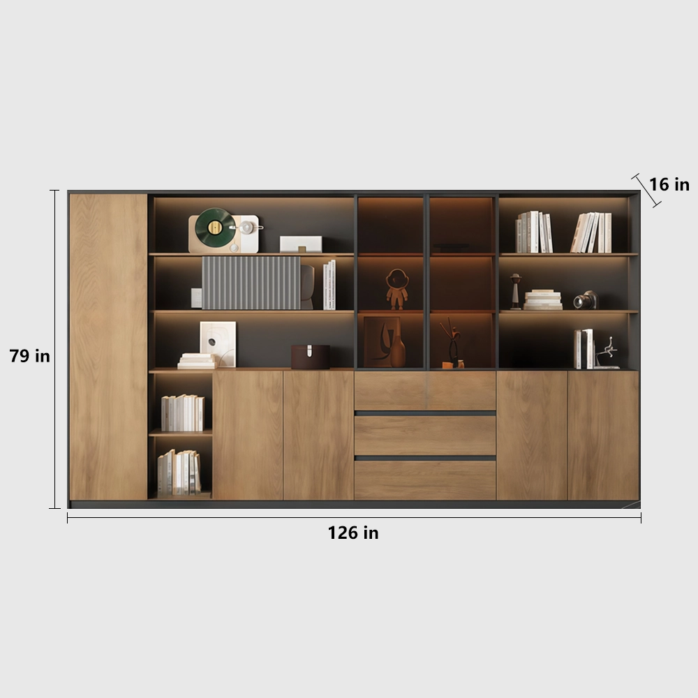 Wooden Office Cabinet with Partition Shelves - image 13