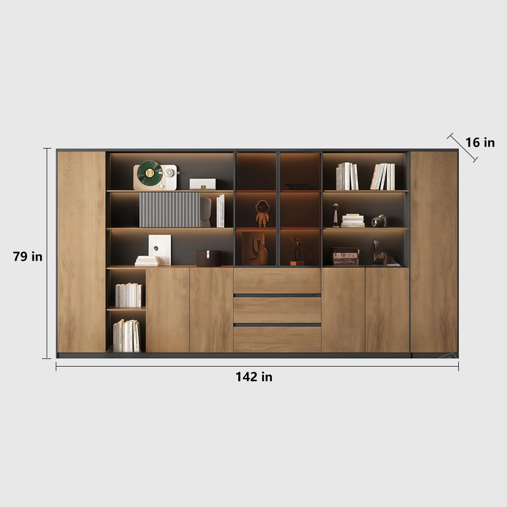 Wooden Office Cabinet with Partition Shelves - image 14