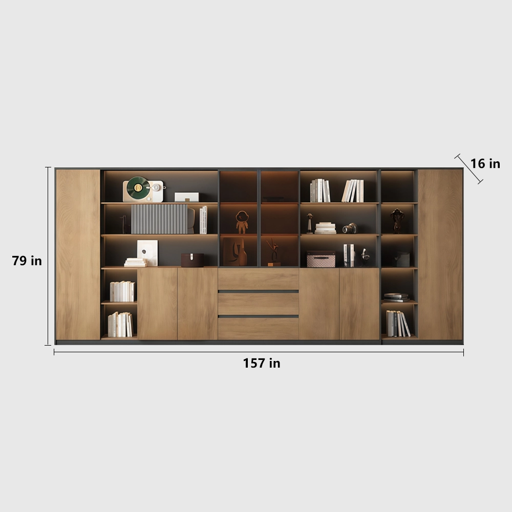 Wooden Office Cabinet with Partition Shelves - image 15