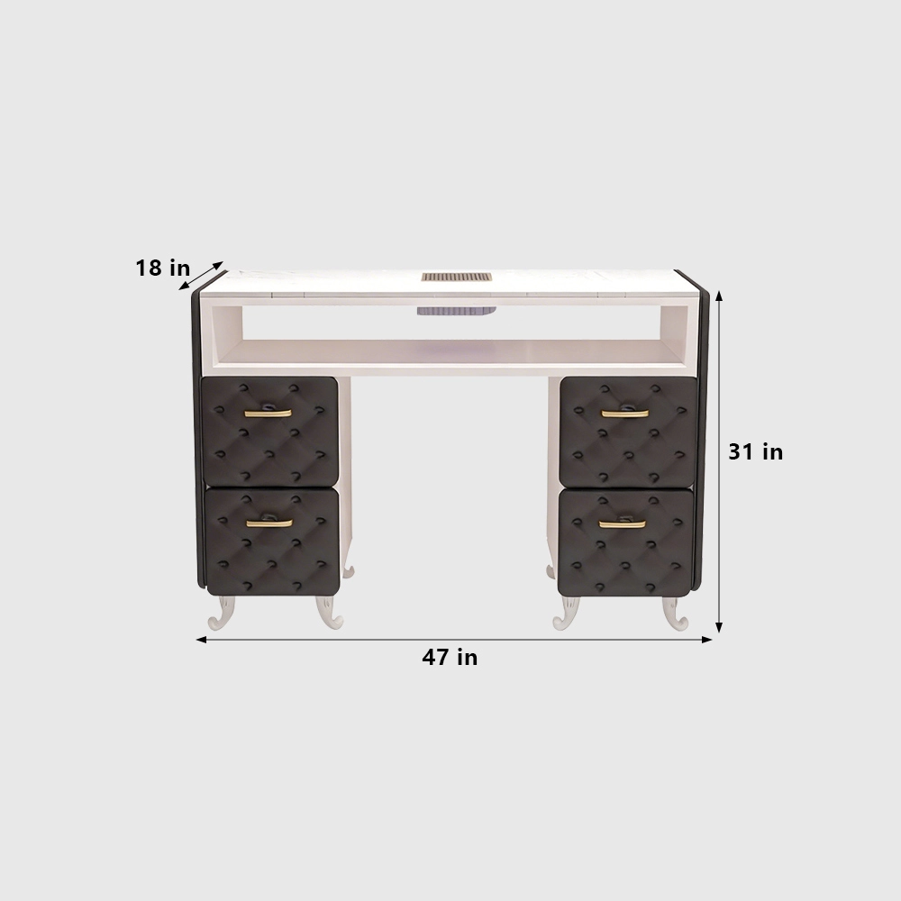Black Nail Desk Set with Vacuum and Outlet - image 6