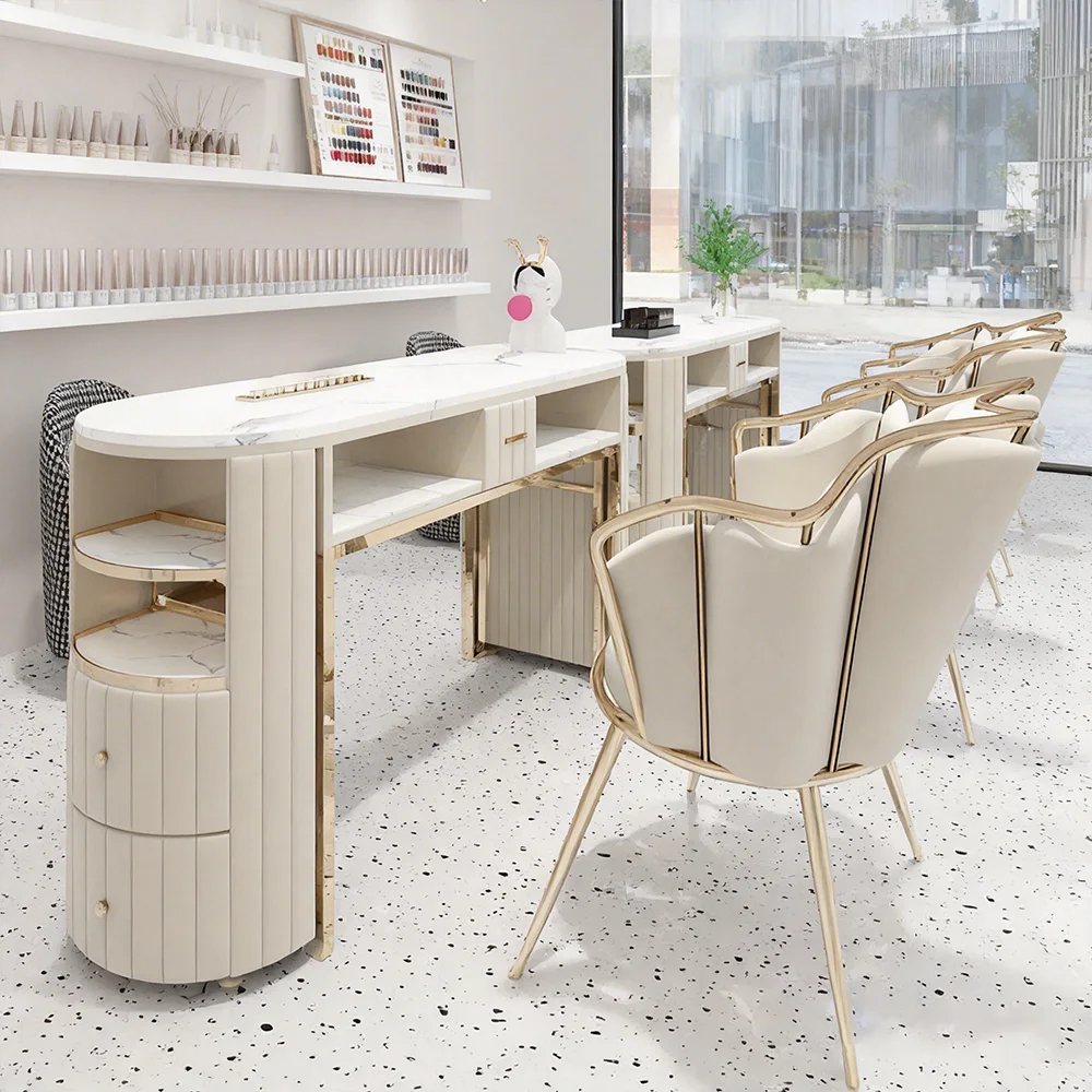 Round Double Nail Desk Set with Vacuum - image 2