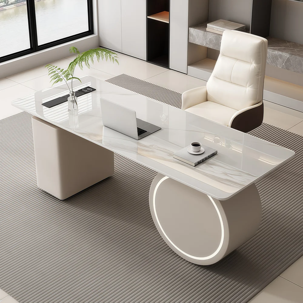 Cream Desk Modern Office Desk - image 2
