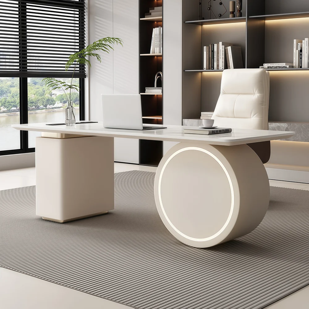 Cream Desk Modern Office Desk - image 3