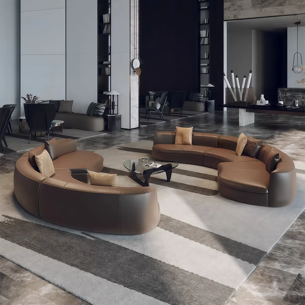 Premium Curved Leather Couch for Hotel Lobby - image 2