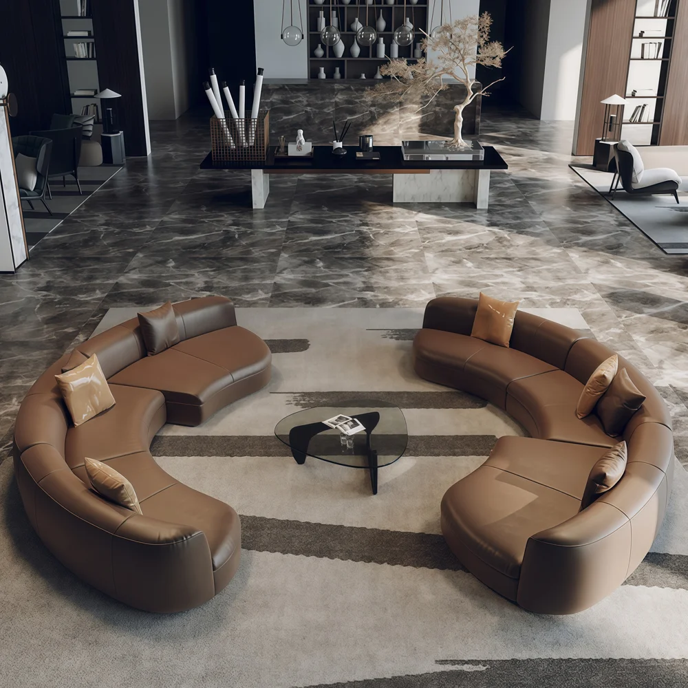 Premium Curved Leather Couch for Hotel Lobby - image 3