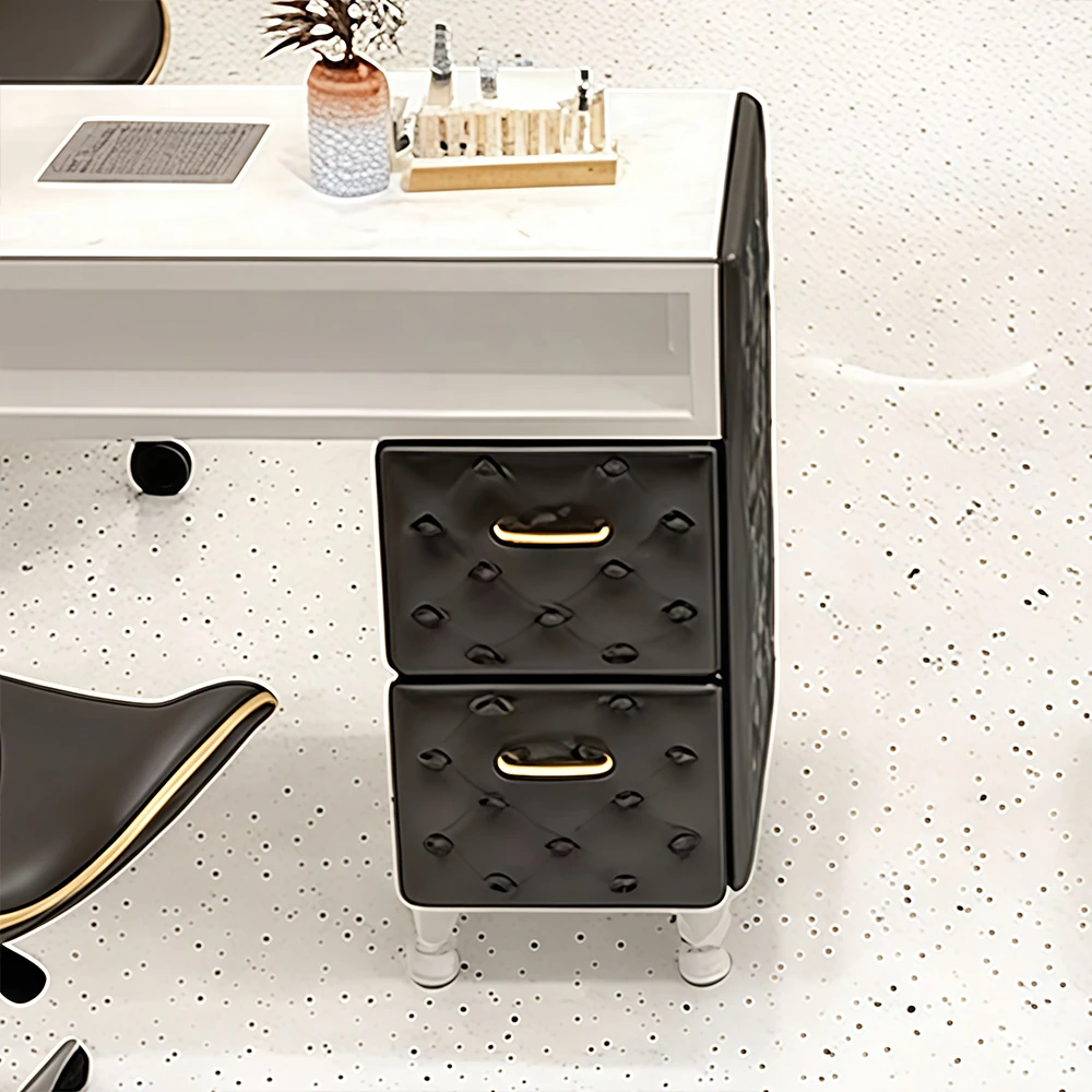Black Nail Desk Set with Vacuum and Outlet - image 4