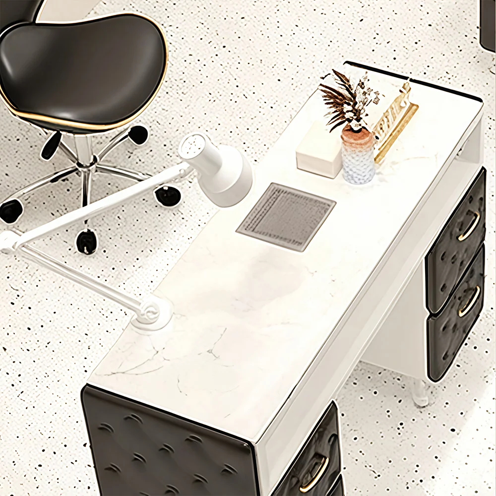 Black Nail Desk Set with Vacuum and Outlet - image 5