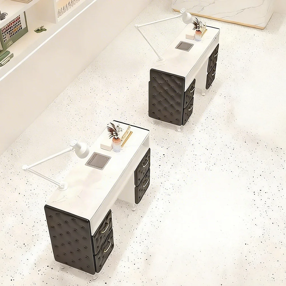 Black Nail Desk Set with Vacuum and Outlet - image 2