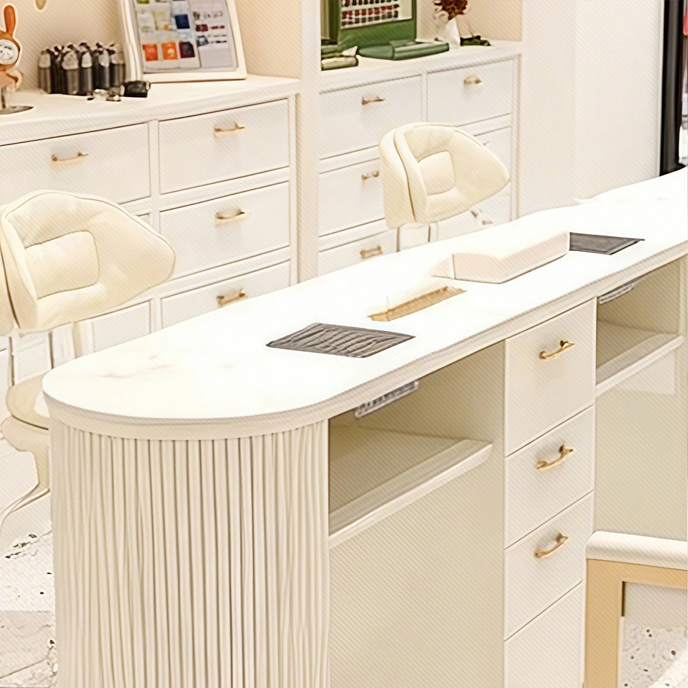 Bright Marble Nail Desk Minimalist Style - image 3
